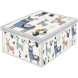 Cajas organizadoras de almacenamiento ropa, cajas almacenaje decorativas en carton, 39x50x24cm, almacenaje armario baul almacenaje de bolsas para guardar ropa. Caja almacenaje con tapa, LAMAS