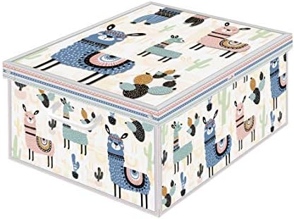 Kanguru Collection Decorative Storage Box with Handles and Lid, HYDRANGEAS, MEDIUM