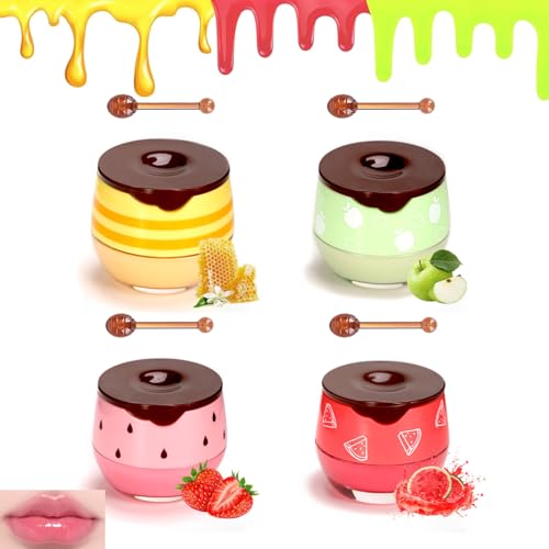 Bee Balm Lippenbalsam Set,Hydrating Lip Balm Set,4 Stück Feuchtigkeitsspendende Lippenmaske,Lip Care gegen Lippenlinien & Lippenfältchen,Pflegender Lip Balm,Geschenkset für Frauen,Mädchen Geschenke
