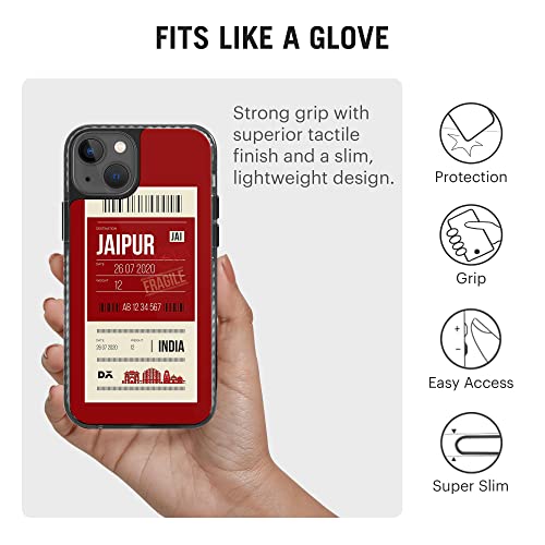 Image of DailyObjects Case for iPhone 13 Compatible with Mag-Safe Wireless Charging, Stride 2.0 Jaipur City Tag Slim Shockproof Back Cover with Inner Magnetic Ring