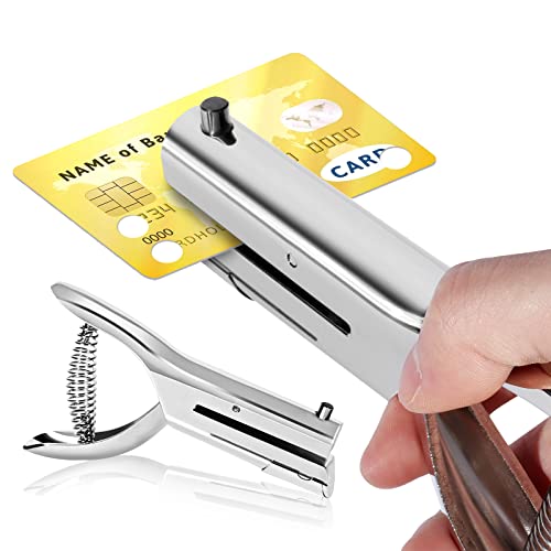 Hole Punch Single Hole Puncher Heavy Duty 1 Hole Puncher Portable Hand Held Paper Punch for Business Cards, Card Sleeves, Mobile Phone Films, PVC Food Packaging Hard Plastic Bags(1/4-6mm), Silver