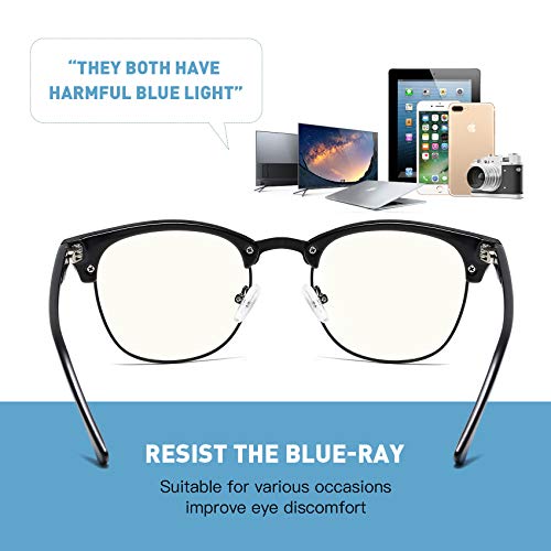 image for AOMASTE Blue Light Blocking Glasses Retro Semi Rimless UV400 Clear Len