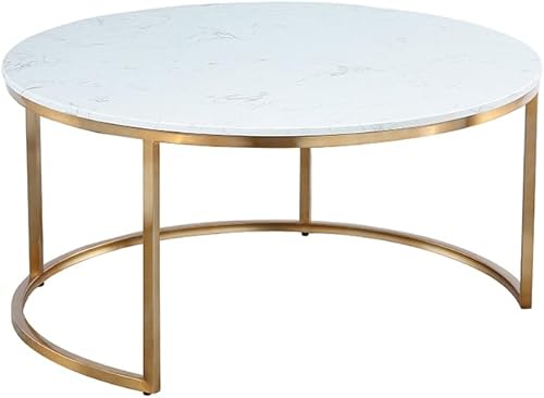 Miniatura 48 de Mesa de centro rectangular de cristal, mesa central de 2 niveles, mesa de café moderna para sala de estar, 43.3 x 23.62 pulgadas, color dorado