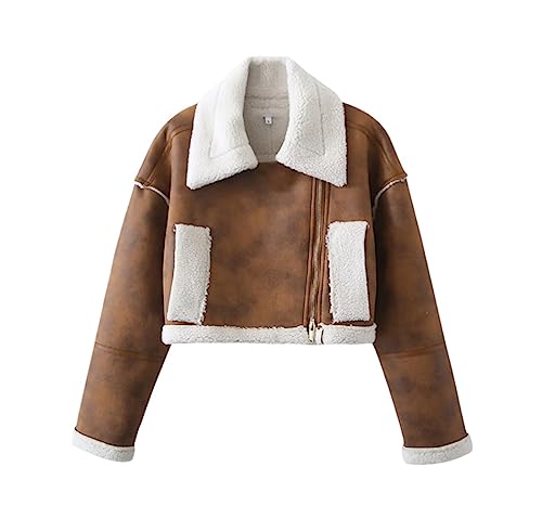 Veste d'hiver courte premium en fausse fourrure d'agneau