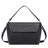 Lexiyat Crossbody Purses for women Vegan Leather Designer Handbags Trendy Top Handle Small Shoulder Bags with Flap Black