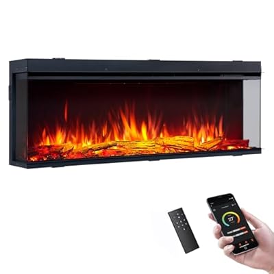 LegendFlame 51" W Smart Build in Electric Fireplace Insert, 1-2-3 sided View, Heater 750W/1500W, Multi Colors of Flame & Fuel Bed, Alexa/Google Assistant Enabled