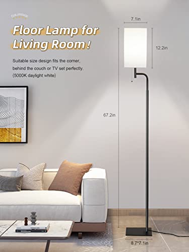 Floor Lamp For Living Room, 3 Color Temperature Modern Standing Lamp For Bedroom, Simple Design Tall Lamp With Linen Shade, Minimalist Stand Up Lamp Pole Lamp For Office Kids Room Working Reading #TOP3