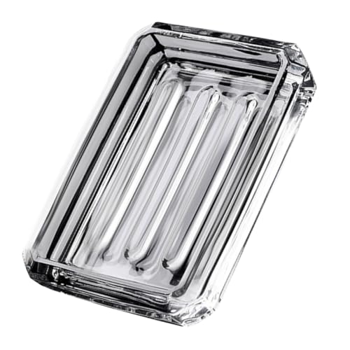 lurrose 透明で清潔な中央設計ソープディッシュ バスルーム用鹸皿 滑り止め機能付き 手作り鹸収納ケース シャワーや洗面台に