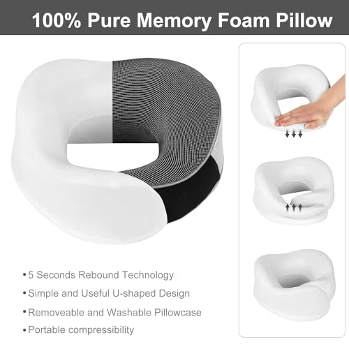 Image of Travel Neck Pillow, Best Memory Foam Airplane Pillow for Headrest, Soft Adjustable Pillow for Airplane, Car and Home, Recliner (Grey1)