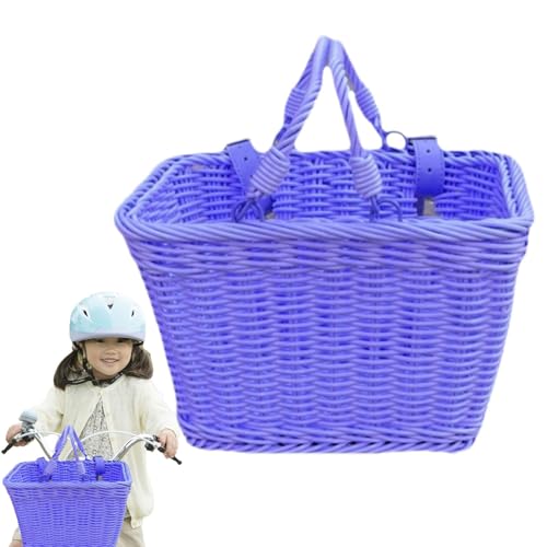 Cesta para bicicleta, cesta de bicicleta para niñas – Cesta delantera de triciclo infantil, cesta de ruedas de alambre con asas, cesta impermeable para la mayoría de bicicletas infantiles y