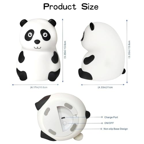 Image of Rechargeable Cute Panda Night Light for Kids| 7 Color Changing Silicone LED Light with USB Charging Cable |Soft & Safe Lamp for Kids, Baby,Children Room & Bedroom Decor