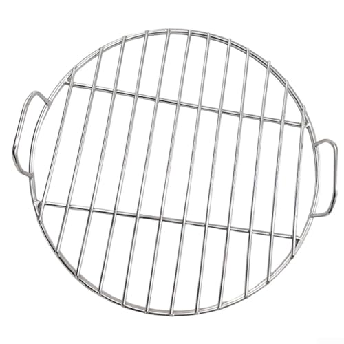 Rejilla redonda para barbacoa de camping al aire libre de acero inoxidable con asa para picnic en el jardín y uso a la parrilla (40 cm)