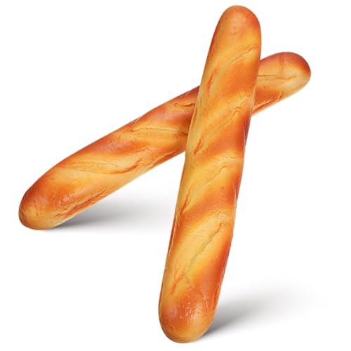 Ciieeo 2-Piece Fake Baguette Bread for Home Kitchen Decor, 13.5" Large Realistic Artificial French Loaf Food Model, Soft PU Squishy Simulated Bread for Photography Props, Bakery Window Display Staging by Ciieeo - Used condition - CA$14.00