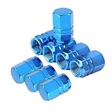 8 PCS Car Tire Valve Caps, Aluminum Alloy Wheel Valve Cover with Rubber O-Ring, Automotive Exterior Accessories for Cars, SUVs, Trucks, Motorcycles, Bikes (Blue)