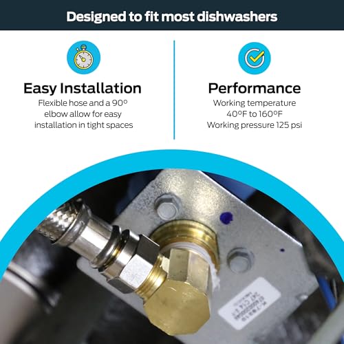 Eastman Dishwasher Installation Kit, 5 Foot Braided Stainless Steel Supply Line, 3/8 Inch x 3/8 Inch Compression with Elbow, 48364 by Eastman - Used condition - Image 4