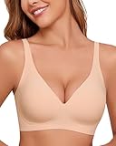 HORISUN Push Up Bra Seamless Full Coverage Wireless Bras for Women with Support Comfortable Bralettes (Nude S)