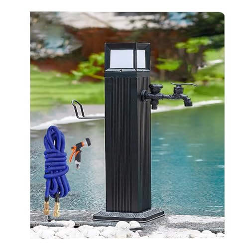 Poste de fuente de agua de jardín independiente, boquilla de agua solar para exteriores, columna de agua montada en el suelo de 44.65 pulgadas de alto para riego y decoración de paisajes