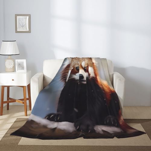 Couverture panda rouge 152x127cm plaid canapé jeté de lit doux - 4