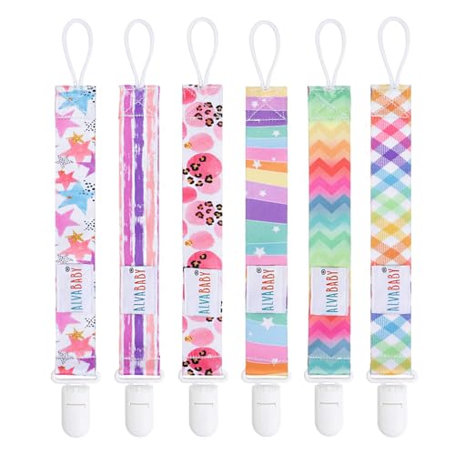 ALVABABY Baby Pacifier Clips for Boys Girls Pacifier Universal Holder Leash Pacifier Clip Binky Holder for Teether Toys Soothie 
