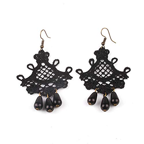 Vampire Earrings for Women Vintage Black Lace Red Rose Flower Dangle Earring Gothic Punk Rhinestone Tassel Drop Earring Halloween Earrings Fashion Party Jewelry Gift4