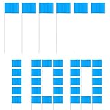 Packung mit 100 PVC-Signalflaggen Rot/Blau/Orange - Rasenmarkierungsflaggen 12,7 x 10 cm | Langlebige Gefahrenindikatoren Flexible Indikatoren Für Die P-Kartierung