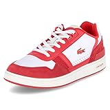 Verschluss: Schnürsenkel Lacoste Herren Low-Top Sneaker T-Clip 123 5 SMA, Männer Halbschuhe,Sportschuhe,Freizeitschuhe,Turnschuhe,Laufschuhe,Weiss/ROT (286),44 EU / 9.5 UK