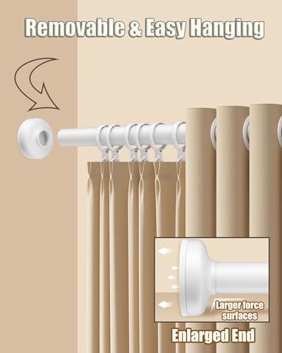 Barre de rideau de douche télescopique blanche et extensible sans perçage pour dressing