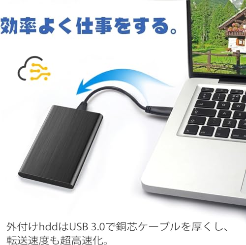 外付けHDD 1T 超薄型外付けハードディスク ポータブル HDD 2.5インチ 国内メーカー USB3.0超高速読み取り PC/4Kビデオに対応-FD1T