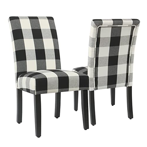 Image of HomePop Parsons Dining Chair - Black Plaid (Set of 2)