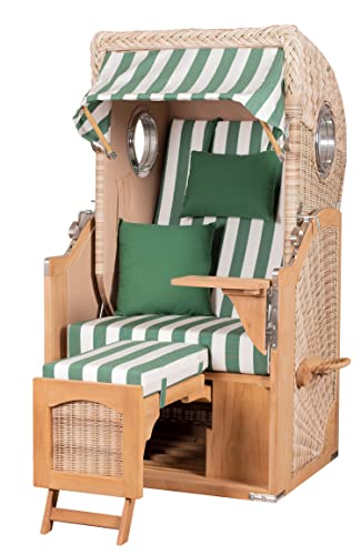 bene living Strandkorb Ammersee Single Teak Bullauge - PE Shell - Modell...