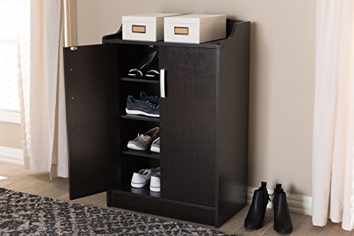 Baxton Studio Garrick Shoe Cabinet, Wenge Dark Brown #TOP7