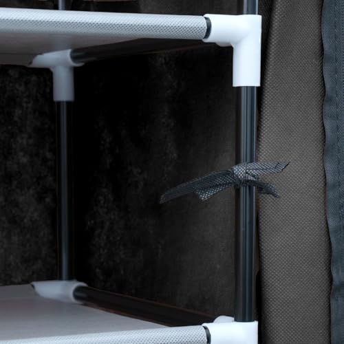 INTIRILIFE Faltschrank 170x58x28 cm in Raben SCHWARZ - mit Reißverschluss Stoffschrank Kleiderschrank Schuhregal mit 9 Ablagefächern - Camping Steckschrank Textil Garderobe