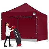 ABCCANOPY Heavy Duty Easy Pop up Canopy Tent with Sidewalls 10x10, Burgundy