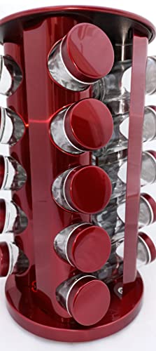 PORTA TEMPEROS CONDIMENTOS REDONDO INOX 20 POTES (Vermelho)