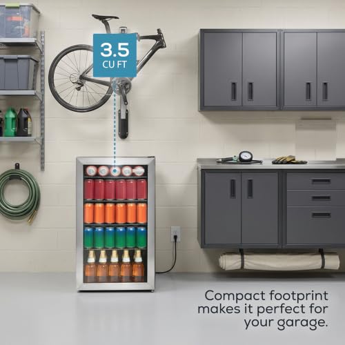 Image of Igloo 3.5 Cu. Ft. Mini Fridge - Stainless Steel Single Door Compact Beverage Refrigerator with Shelves for Homes, Dorms & Offices- Keep Snacks and Drinks Cool with Temperature Control Mini Fridge