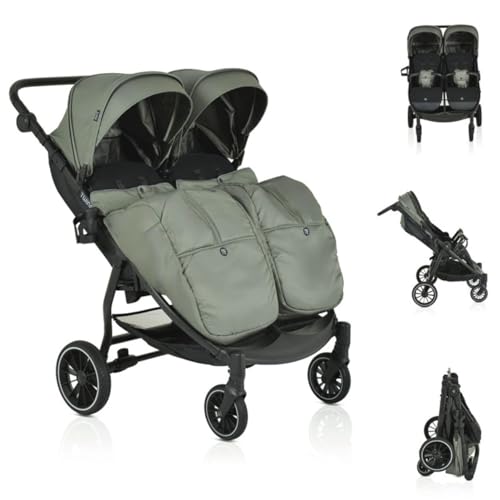 Moni TwinGo Zwillingskinderwagen Grün