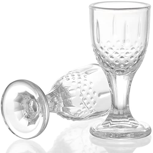 Coloch 24 Pack 0.5 Oz Clear Shot Glasses With Stem, Carved Mini Goblet Liquor Glasses Heavy Base Crystal Tasting Glasses Cordial Glasses For Tequila, Vodka, Cocktail, Sherry, Bar, Restaurant #TOP2