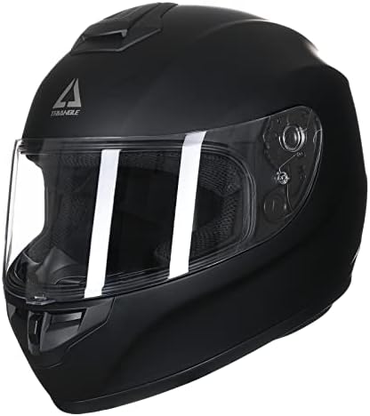 TRIANGLE Full Face Motorcycle Street Bike Helmet Lightweight DOT Approved (Medium, Black)…