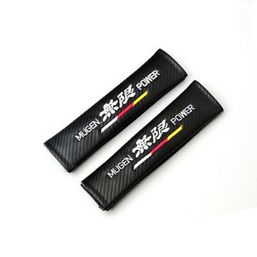 Minigo 2X Mugen Civic CRV Accord Carbon Fiber +Embroidery Car Seat Belt Cover Pad Power Shoulder Cushion