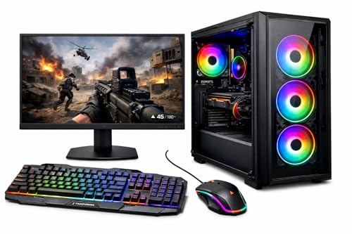 Image of KRYNORCXY Desktop Computer PC Set | Core i5 Processor | 16GB RAM | 512GB SSD | HD Graphics 2000 | RGB 4 Fan Cabinet | 19 Inch LED Monitor | RGB Keyboard Mouse | WiFi | Windows 10 Pro