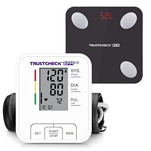 TRUSTCHECK Digital One Click Blood Pressure Monitor & Body Composition Scale Combo TRUSTCHECK Digital One Click Blood Pressure Monitor & Body Composition Scale Combo