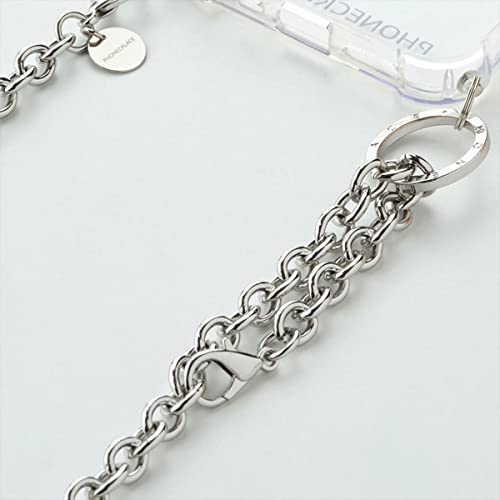 PHONECKLACE iPhone SE 3/SE 2/8/7 ケース チェーンショルダーストラップ付き クリア [ クロスボディフォンケース 首かけ 斜めがけ 肩掛け ネックストラップ スマホ ] シルバー PN22755iSE3【国内正規品】