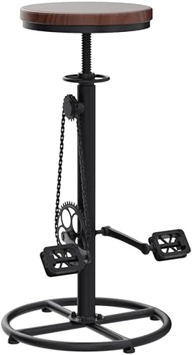 Miniatura 4 de Juego de 2 taburetes de bar industriales, giratorios, vintage, para café, cocina, comedor, isla, reposapiés, pedal de bicicleta, extra alto, altura