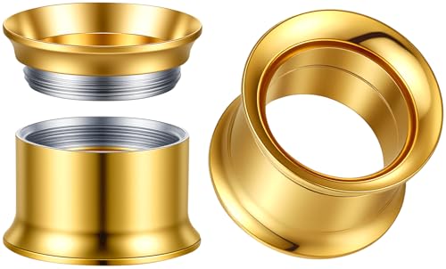 1/2 Inch Gold Tunnel Gauges For Ears - 1/2 Inch Internally Threaded Plugs For Ears - 12mm Internally Threaded Ear Gauges For Men Women - Double Flare Internal Thread Screw-fit Gauge Flesh Gold Tunnels