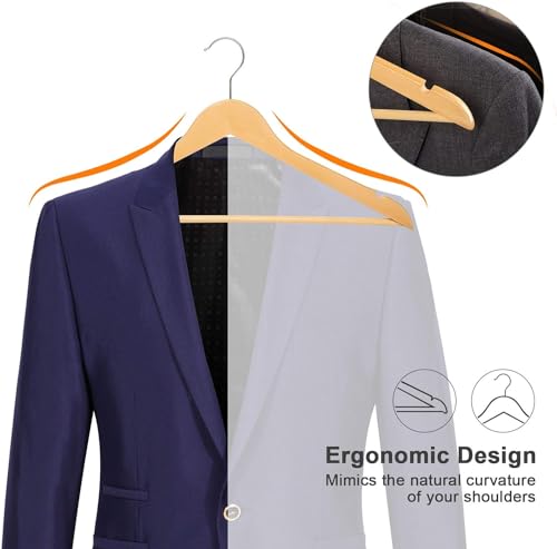 Kit 20 Cabides de Madeira Maciço Adulto 360° Para Roupas Calças Cor Marfim Envernizado Terno Calça J