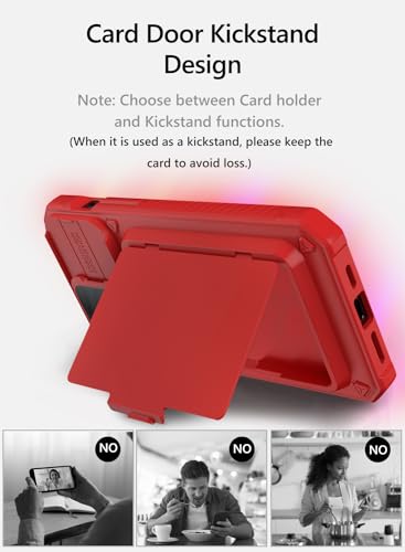Image of Vihibii for iPhone 15 Pro Max Wallet Case with Card Holder (4 Cards) & Slide Lens Protective Cover & Kickstand & Raised Edges Protection, Shockproof Back Cover for iPhone 15 Pro Max 6.7 inch, Red