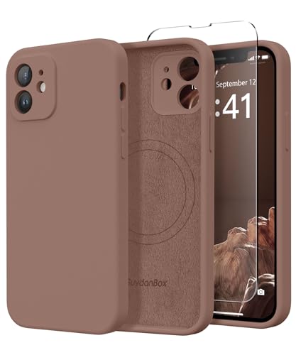 SuydanBox Magnetic for iPhone 12 Case Silicone Brown
