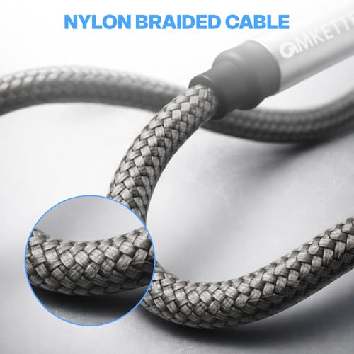 Image of Amkette Vibe Braided Aux Cable | Audio Cable for Speakers | 3.5mm Audio Cable, Nylon Braided, Gold-Plated Connectors, 1.5m, 25000 Bend Tested | Wired Aux Cable Grey