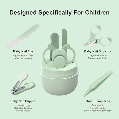 Baby Nail Clipper Set, 4-in-1 Baby Manicure Kit with Nail Clippers, Scissors, Nail File & Tweezer, Baby Grooming Kit Newborn & Toddler, Portable Safe Nail Trimmer Care - Image 4