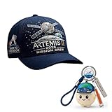 Genérico Juego de gorra y llavero conmemorativos de la misión lunar Artemis II – Sombrero bordado de regreso a la luna con colgante de cohete espacial, regalo para los amantes del espacio (1pc)